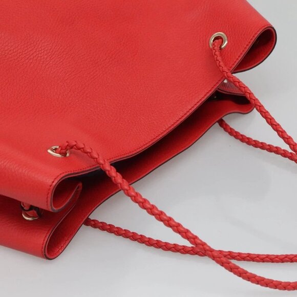 GUCCI Tote Bag Leather Outlet Red Gold 380118 - Picture 6 of 16